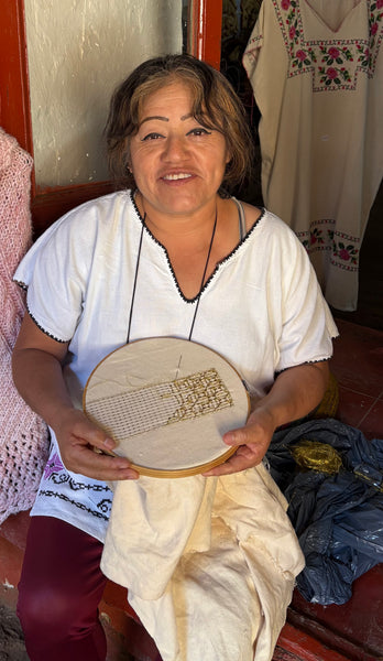 Embroidered Blouse-“Tocuaro” 3/4 sleeve/ Medium