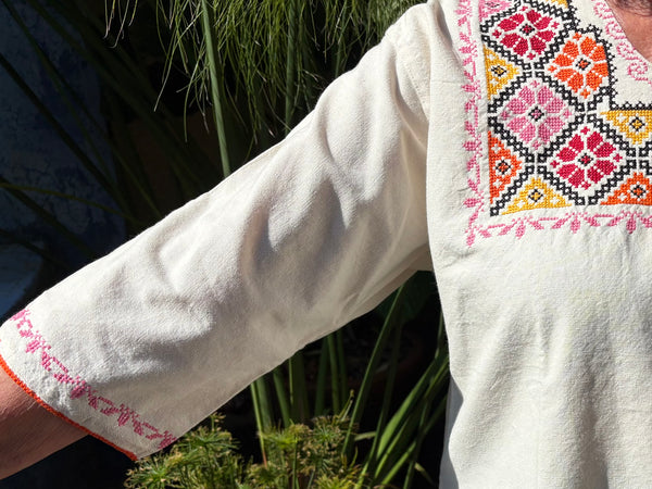 Embroidered Blouse-“Tocuaro” 3/4 sleeve/ Medium