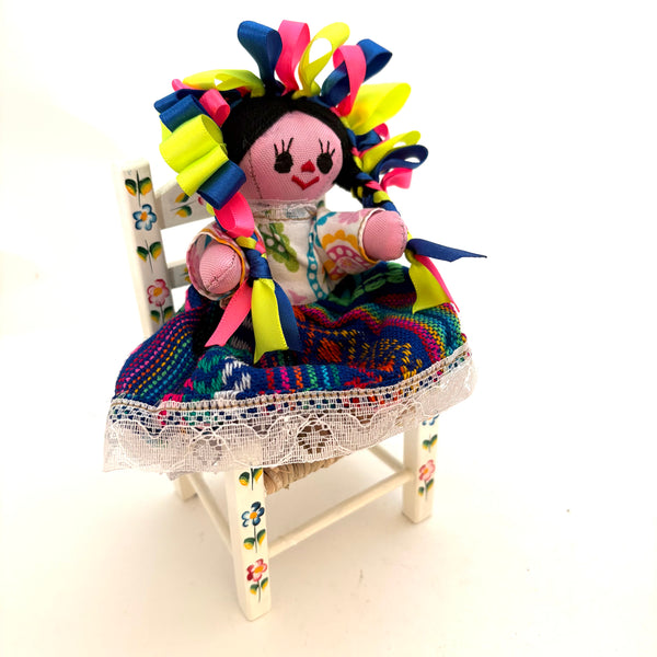 Mini Painted Chair w/Doll