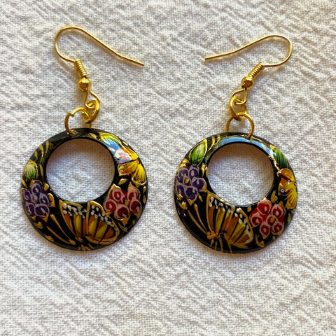 Mini "Laca" Hoop Earrings w/Monarch Butterfly