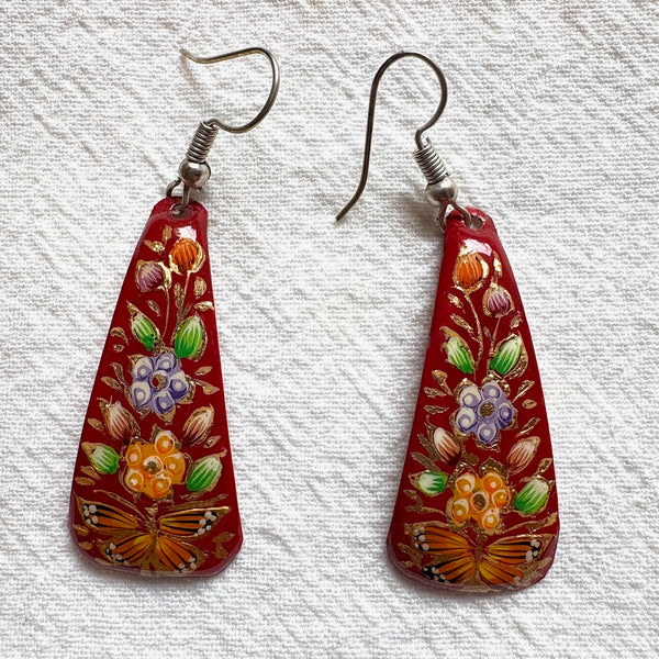 Dangling "Laca" Earrings w/Monarch Butterfly