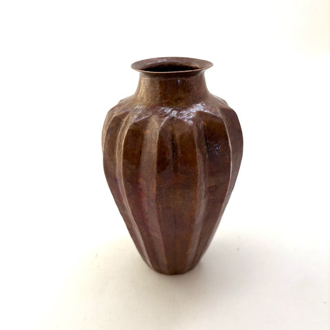 Hammered Copper Vase w/Ribs- Medium
