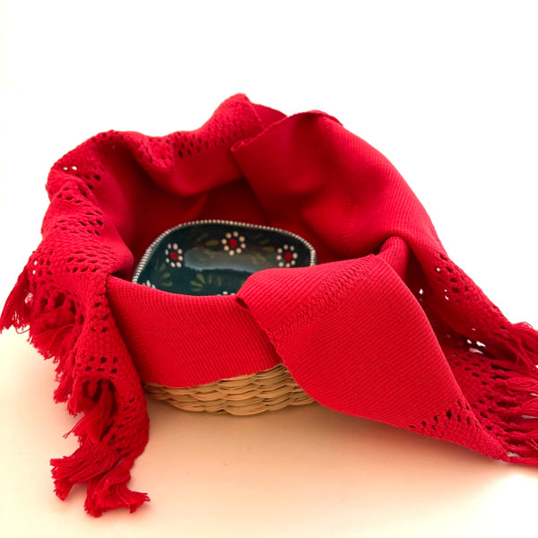 Handwoven Tortilla Basket w/Napkin and Salsa Bowl