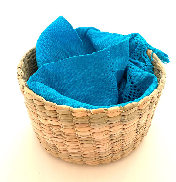 Handwoven Tortilla Basket w/Napkin and Salsa Bowl