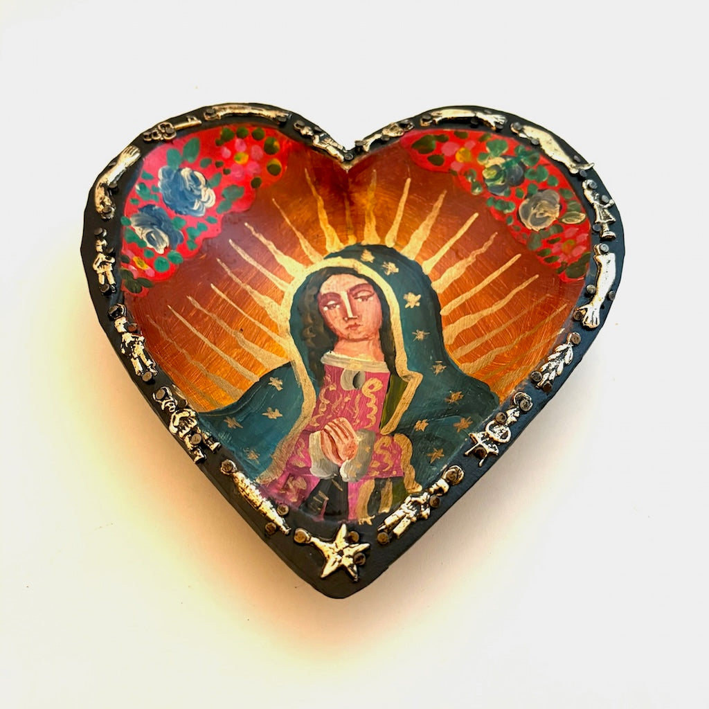 Heart w/Virgin of Guadalupe and Milagros