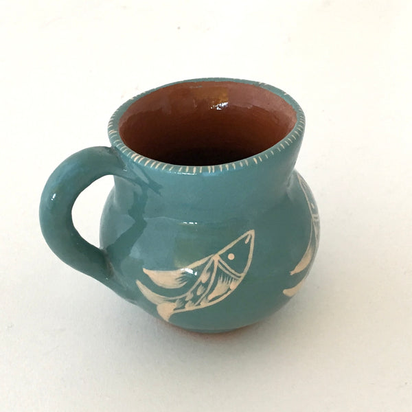 Clay Mezcal Cups w/fish