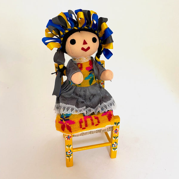 Mini Painted Chair w/Doll