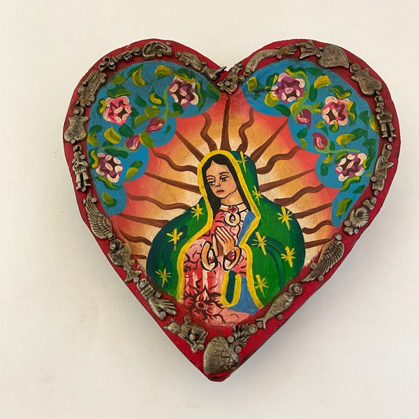 Heart w/Virgin of Guadalupe and Milagros