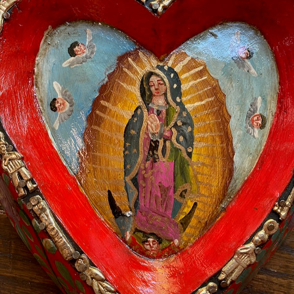Heart w/Virgin of Guadalupe and Milagros