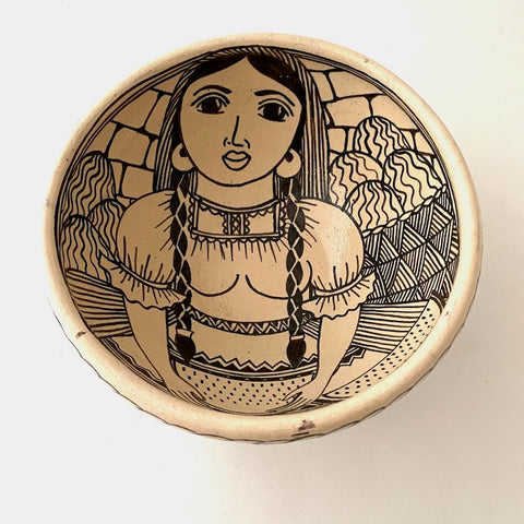 Serving Bowl-Indigenous Woman with Watermelon by Angelica Morales Gamez