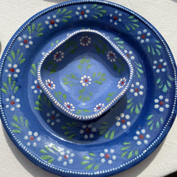 Large Capula Plate w/Flowers in 3 colors--ON SALE!