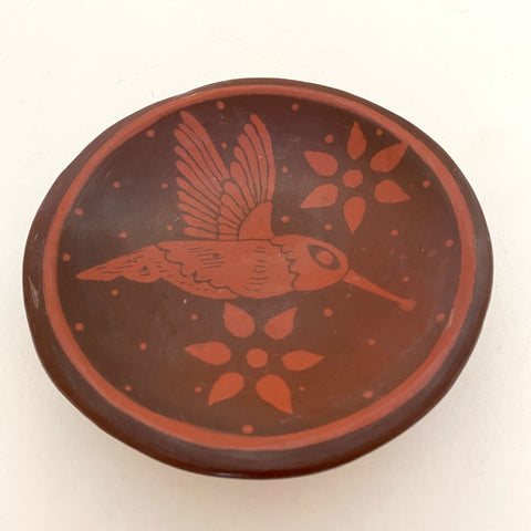 Burnished Clay Pottery Dish-Hummingbird