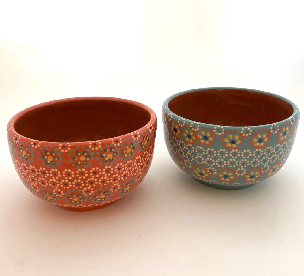 Handpainted Small Serving Bowl-"Flowers"
