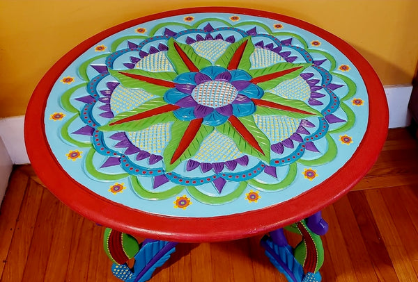 Carved and Painted Small Wood Table