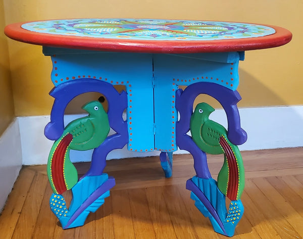 Carved and Painted Small Wood Table