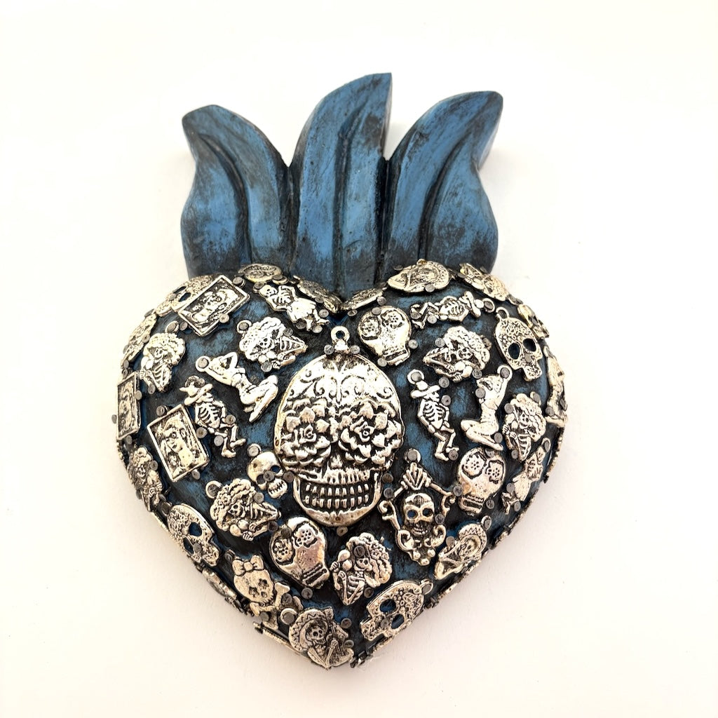 Día de los Muertos Heart w/ Milagros