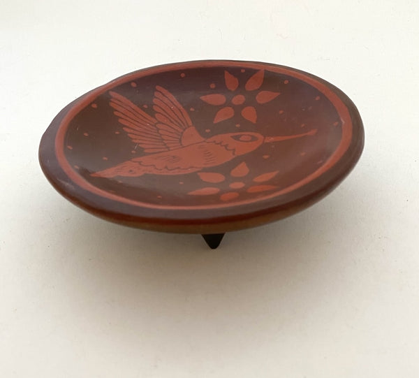 Burnished Clay Pottery Dish-Hummingbird