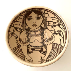 Serving Bowl- indigenous Woman with Clay Pot by Angelica Morales Gamez