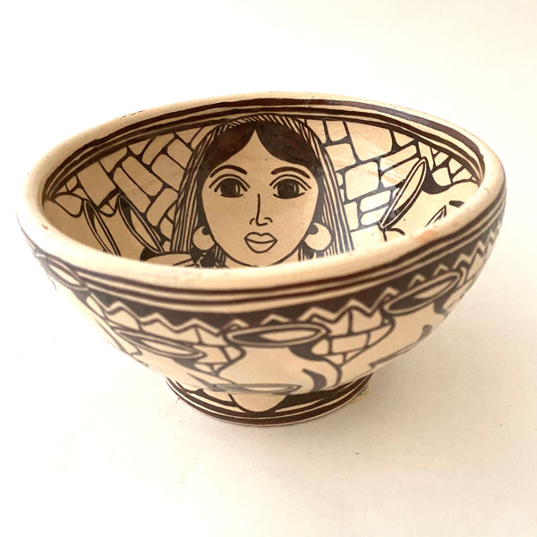 Serving Bowl- indigenous Woman with Clay Pot by Angelica Morales Gamez