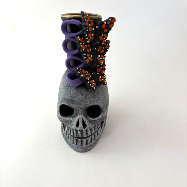 Clay Skull Candleholder