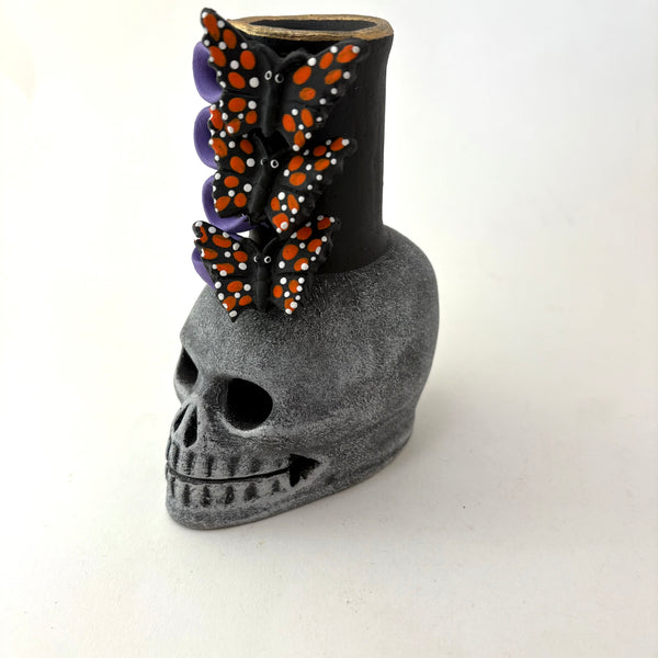 Clay Skull Candleholder