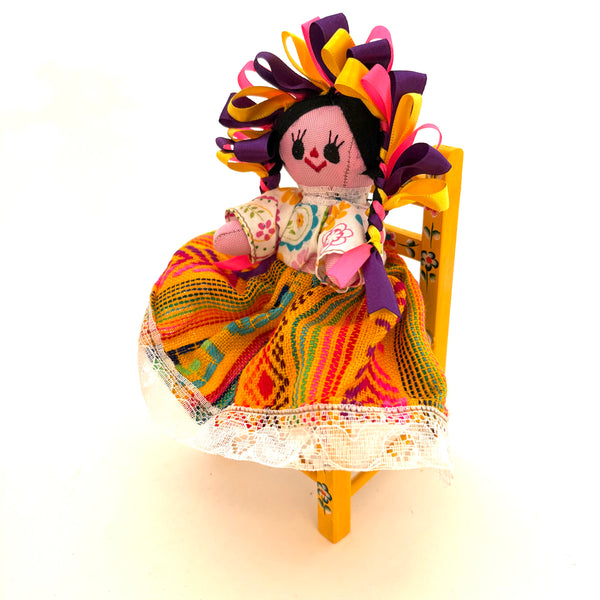 Mini Painted Chair w/Doll