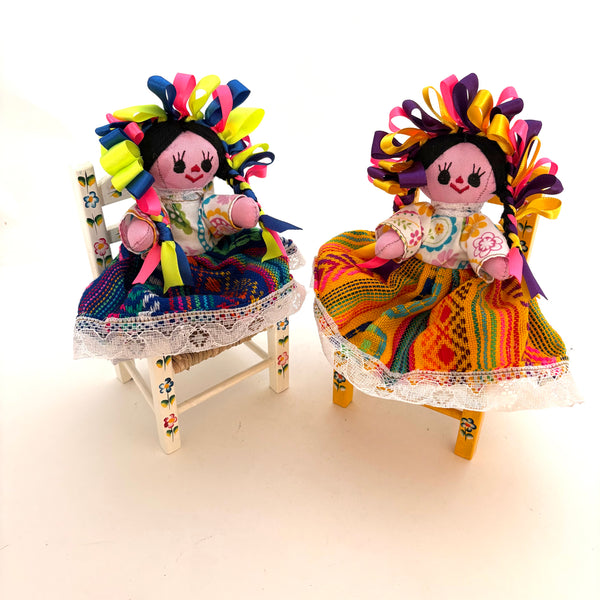 Mini Painted Chair w/Doll