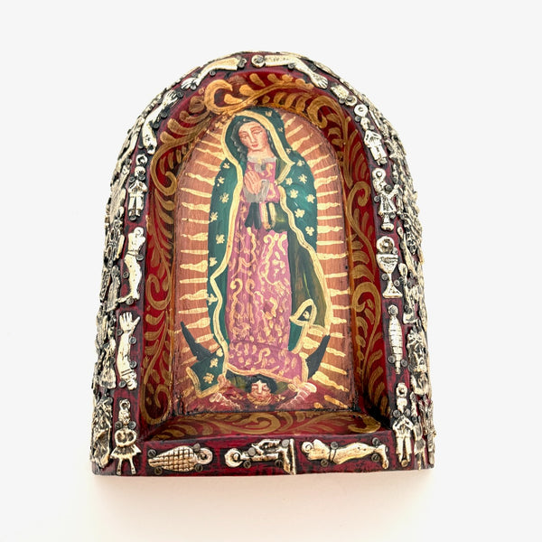 Virgin of Guadalupe Painting w/Milagros