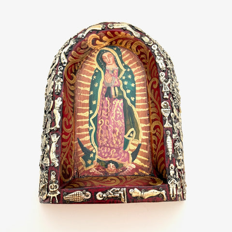 Virgin of Guadalupe Painting w/Milagros