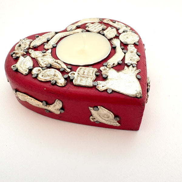 Heart Votive Candleholder with Milagros