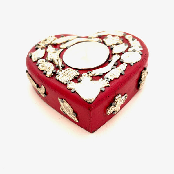 Heart Votive Candleholder with Milagros
