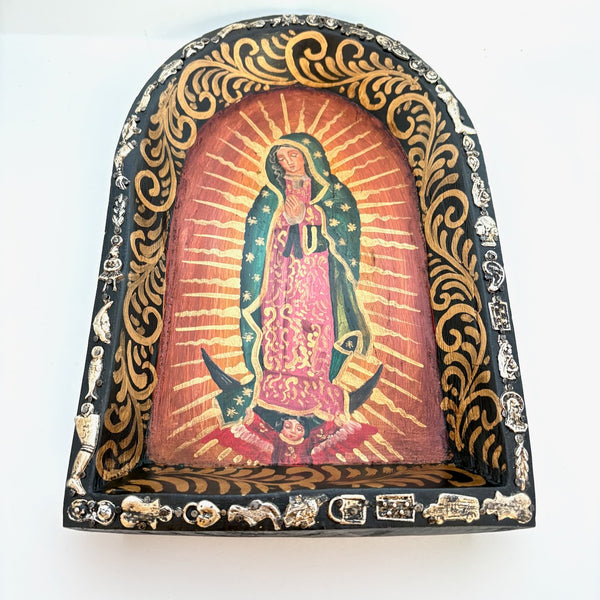 Virgin of Guadalupe Painting w/Milagros