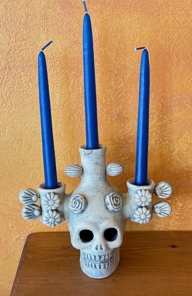 Clay Skull Candleholder