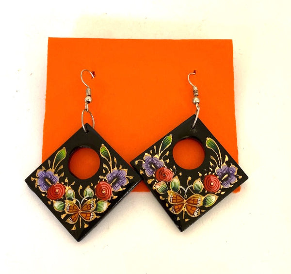 Hand painted "Laca" Earrings w/Monarch Butterfly