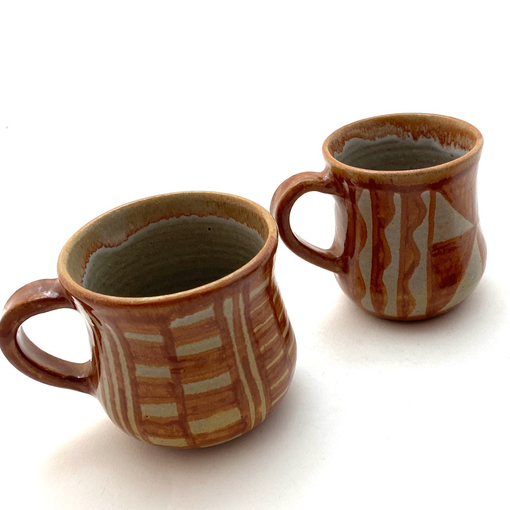 Set of Two Ceramic Cups by Manuel Morales of Tzintzuntzan