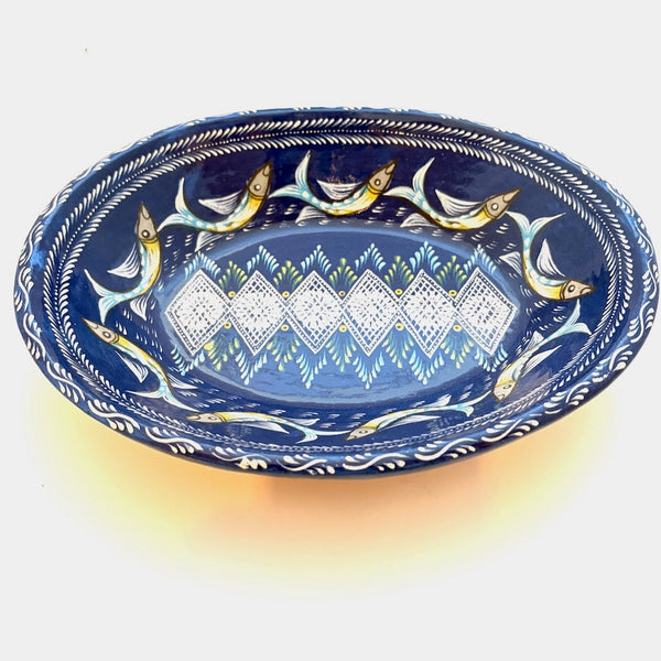 Large Oval Bowl w/Fish