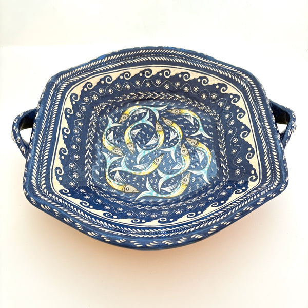 "Papalote" Platter with handles- Navy