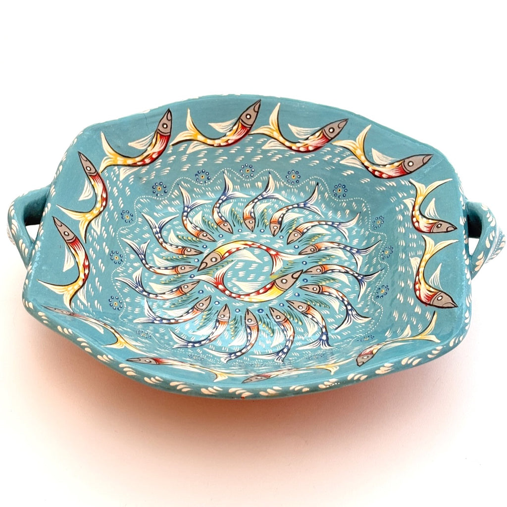"Papalote" Platter with handles-Turquoise