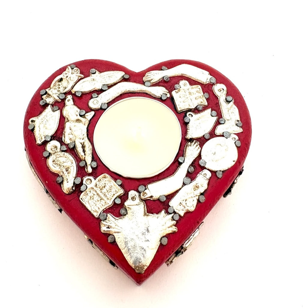 Heart Votive Candleholder with Milagros