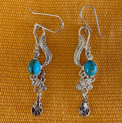 Silver w/Turquoise "Navajo Feather" Earrings