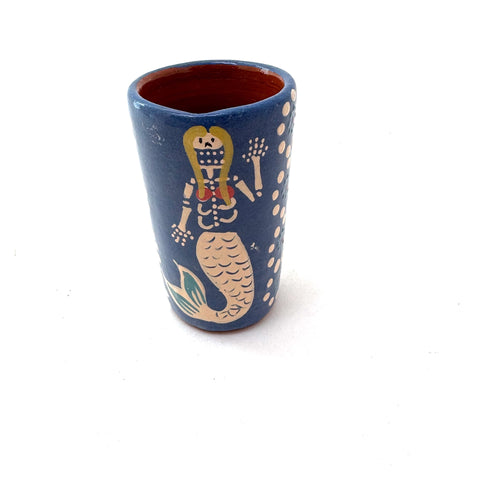 Skeleton Shot Glasses- Mermaid (Clay Tequila Cups)