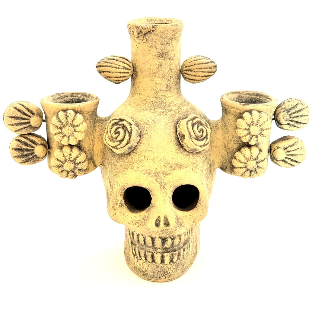 Clay Skull Candleholder