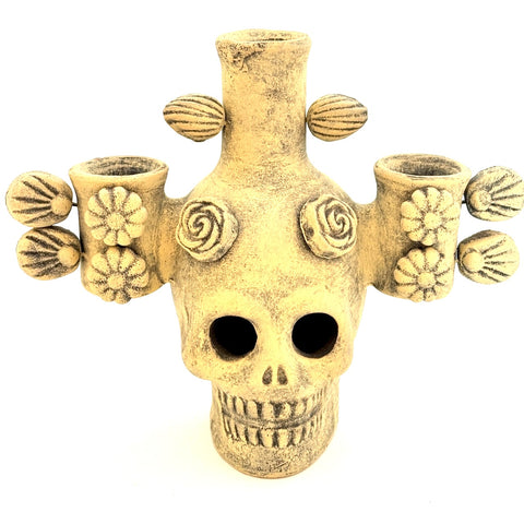 Clay Skull Candleholder