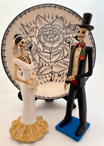 Painted Platter from Huancito with Bride and Groom