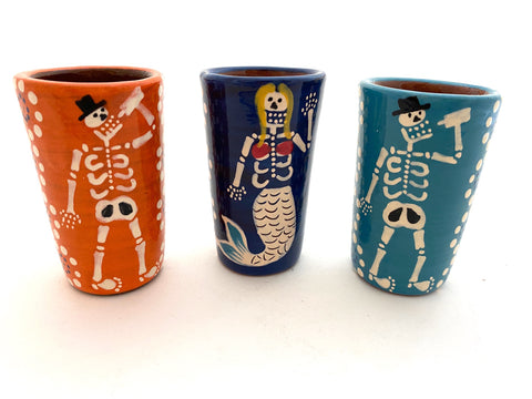 Skeleton Shot Glasses (Clay Tequila Cups)