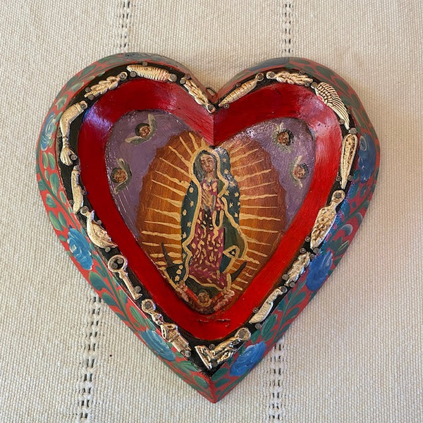 Heart w/Virgin of Guadalupe and Milagros
