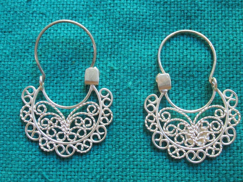 Silver Filigree Earrings- Small