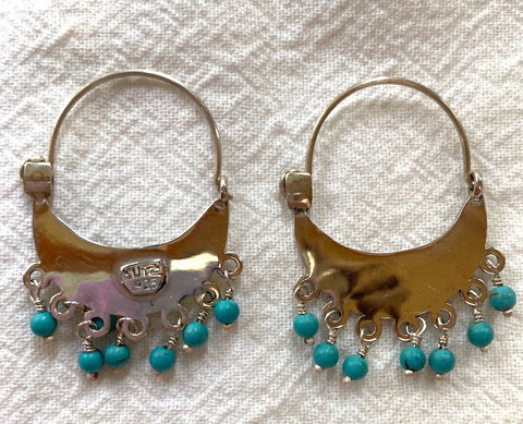 Silver Earrings w/Turquoise Beads