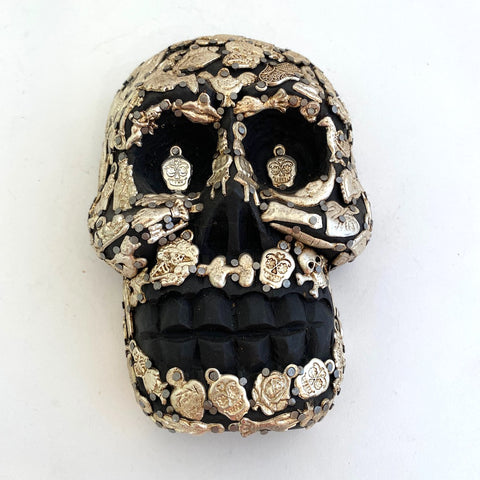 Wood Skulls with Milagros